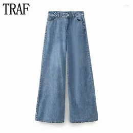 Women's Jeans 2023 Denim Baggy For Women Blue Palazzo Wide Pants Faded High Waist Woman Streetwear