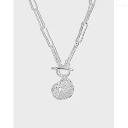 Chains INS Niche Design Irregular Surface OT Buckle Lotus Leaf Texture Chain S925 Sterling Silver Necklace For Women