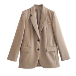 Womens Suits Blazers PB ZA Autumn Long Sleeve Lapel Shoulder Pad Casual Style Loose Suit Coat 3736252 231115