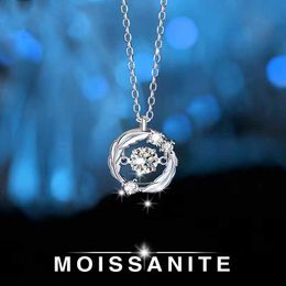 Pendant Necklaces Trendy 925 Silver 0.5ct D Colour Moissanite Feather Necklace For Women Plated White Gold Lab Diamond Pass TesterPendant Nec