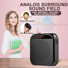 Microphones Voice Amplifier 5W 2400mAh Multifunctional Portable Mini Personal Voice Speaker with Microphone Display for Speech Meeting 4x3x1 231116