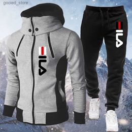 Men's Tracksuits Men's Winter Tracksuit Hoody Hoodies+Pant High Neck 2-Pcs Set Brand Casual Coldproof Male Sports Cloth Ski Sweat Suit Streetwear Q231117