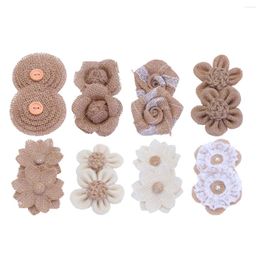 Decorative Flowers 24PCS Burlap For Crafts Natural Rustic Jute Flower Rose Embellishment Vintage Wedding Party