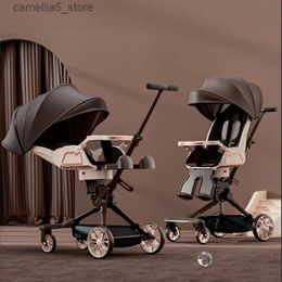 Strollers# Travel Folding Prams Sit and lie down in both directions Baby carriage Shock absorption four wheels cart baby accessories Q231116