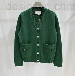 Women's Sweaters designer luxury G Autumn and Winter V-neck Knitted Cardigan Metal Button Coat Military Green Woollen Sweater New Product 2023 JKDW