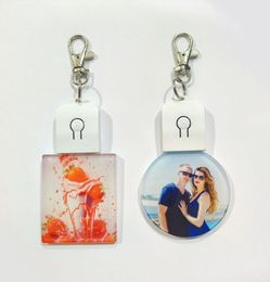 Sublimation Blank LED Keychain 7 Colours changing Printing Acrylic Key Chains Ornament