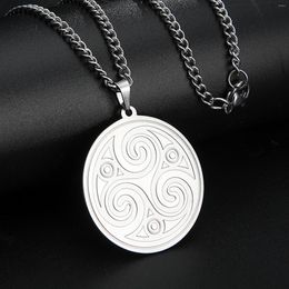 Pendant Necklaces Stainless Steel Triskelion Necklace Triskel Spiral Symbol Amulet Magic Pagan Talisman Good Luck Irish Knot Vintage Jewellery