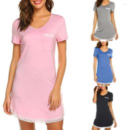Casual Dresses Spring And Summer Women's Nightdress Pure Cotton Pocket Lace Home Service Sleep Tops Night Gown Sleepwear Women Nightwear
