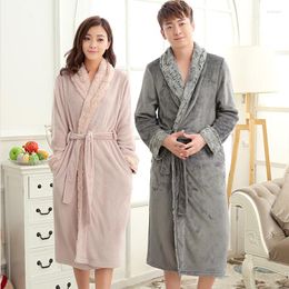 Women's Sleepwear Lovers Luxury Fur Neck Winter Warm Long Bathrobe Women Soft Fleece Kimono Bath Robes Nightgown Peignoir Bridesmaid