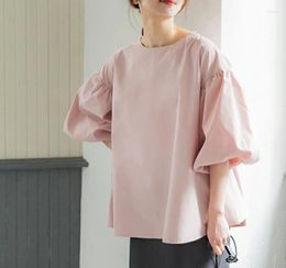 Women's Blouses Japanese Loose Shirt Women's Large Bubble Sleeve Blouse Top Elegant Ladies Summer Casual Clothing