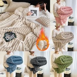 Blankets 1/3pcs Artificial Rabbit Plush Autumn Warm Blankets For Bed Soft Coral Fleece Sofa Throw Blanket Comfortable Thicken Bed Blanket 231116