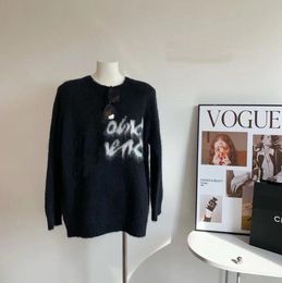 Cardigan Women's Laurentes Letters Print Mohair Sweaters Luxury Designer V-Neck Versatile pullovers Autumn Winter Cardigan round neck Loose Soft Y Sweater Coat