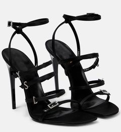 Роскошная летняя бренд Jerry Sandals Shoes Женщины хрустально скрепленные атласными пряжками на высокие каблуки чернокожие сандалии Свадебное платье Eu35-43