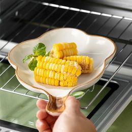 Plates Korean Irregular Ceramic Bowl Gold-plated Egg Plate Cute Tableware Cooking Dishes Salad Pasta Kitchen Utensils Porce