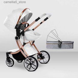 Strollers# Baby Stroller 2 in 1 Can Sit Can Lie Baby Pram High Landscape bidirectional Baby Pram Shock absorption four wheels stroller Q231116