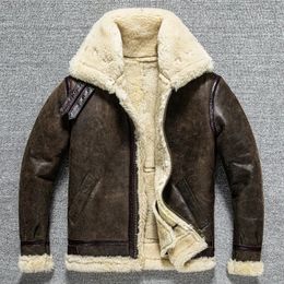 Men's Fur Faux Genuine natural men's fur jacket winter warm thick wool coat High quality B3 fabric 231115