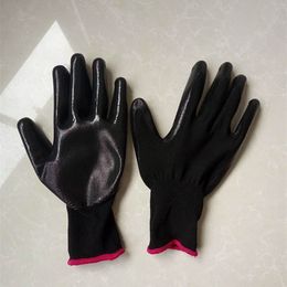 12Pair Gloves Rubber Multipurpose Black Stretchable Rubber Coated Working Gloves Construction Safety Length 23.5cm