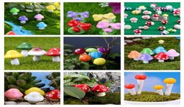 Artificial colorful mini Mushroom fairy garden miniatures gnome moss terrarium decor plastic crafts bonsai home decor for DIY Zakk2028541