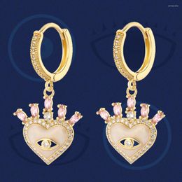 Dangle Earrings Trendy Zircon Evil Blue Eye Hoop For Women Cute Unique Gold Colour Crystal Drop Party Jewellery