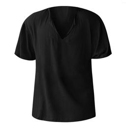 Men's Casual Shirts Men V Neck Solid Summer Short Sleeves Lapel Pullover Shirt Athletic Fit Lady Fitted T Cotton Undershirt