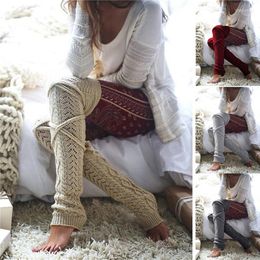 Women Socks Warmers Winter Long Warm Leg Knitting Knee High Stocking Boot Topper Girls 7 Colours