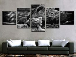 Modern home decoration canvas spray paintings oil painting wall art hanging painting five pairs of two lions8477941