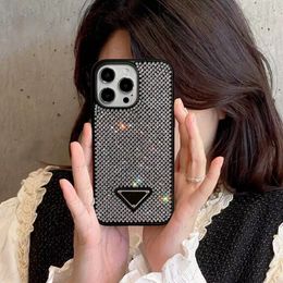 Luxurys Bling Glitter Triangle Phone Case for iPhone 15 14 Plus 13 12 Pro Max 11 Rhinestone Plastic Clear Rhine Stone Diamond Decoration Back Shell Cover