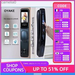 Smart Lock Smart Fully Automatic Door Lock Electronic Peephole Biometric Fingerprint Password Card Key Unlock U Smart Go Remote ControlL231116