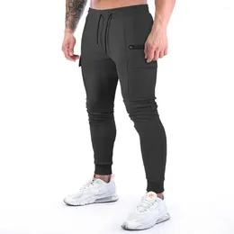 Men's Pants Men Joggers Casual Fit Gym Cotton Cloth Breathable Trousers Multi-Pocket Cargo Foot Mouth Skinny Sweatpants Male