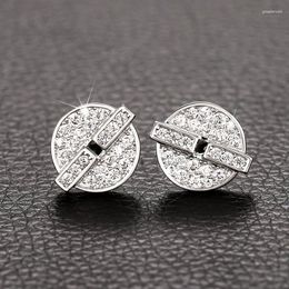 Stud Earrings Huitan Daily Wearable For Women Graceful Jewey Teen Girls' Gift Shiny Cubic Zirconia Accessories Engagement