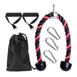 Resistance Bands Arm Strength Training Home Gym Tricep Rope With 2 Handles 3 Carabiner Pull Down Exercise Non Slip Cable Attachment Heavy Du