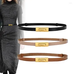 Belts Genuine Real Leather Belt Women's Simple Dress Accessories Thin Trouser