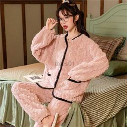 Women's Sleep Lounge Lady Sleep Sets Pyjamas Suit With Pocket Sexy Nightgown Home Wear Flannel Shirt Pants Lounge 2PCS Nightwear Solid Sleepwear zln231116