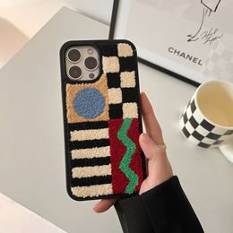 Fall/winter towel embroidered geometry for iphone14ProMax Apple 13 plush case