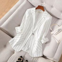 Women's Suits 2023 Summer Fashion Women Blazer Notched Collar Jacket Casual Korean Suit Coat Stripe Loose Office Lady Blazers Outerwear