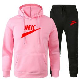 New Men'S Tracksuit Men Hip Hop 2 Piece Set Men Fashion Clothing Solid Colour Brand Print Jogging Suit Men Sweatsuits Long Sleeve Spring Autumn