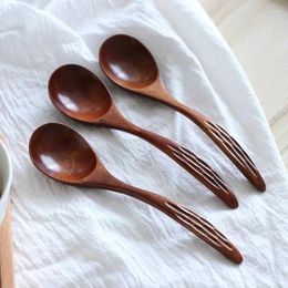 Spoons Japanese Soup Spoon Wide Mouth Small With Curved Handle Multipurpose Tableware Kitchen Handmade