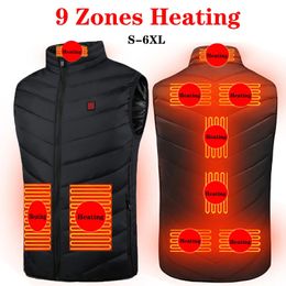 Men's Vests Plus Size S-6XL Heating Vest 2/4/8/9 Zones Heated Vest Men Women Usb Heated Jacket Thermal Clothing Hunting Vest Winter Heating 231116