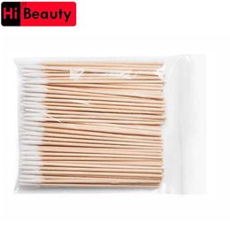 Cotton Swab High Quality 1 Bag 100pcs Wooden Cotton Stick Swabs Buds For Cleaning The Ears Eyebrow Lips Eyeline Tattoo Makeup CosmeticsL231116