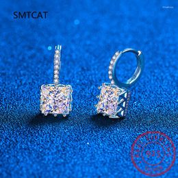 Hoop Earrings Certified Moissanite For Women Princess Cut Lab Diamond Pendant Drop Dangle Solid Sterling Silver Jewellery