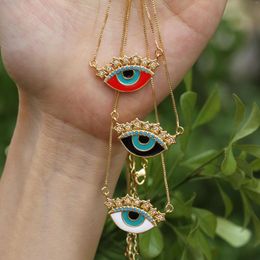 Pendant Necklaces Fashion Classic Copper Chain Gold Color Enameled CZ Cubic Zircon Turkish Demon Eye For Women Party Jewelry