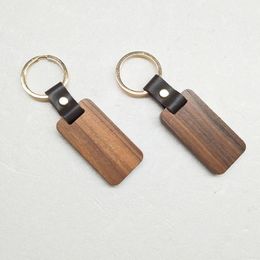 Personalized Leather Keychain Pendant Beech Wood Carving Keychains Luggage Decoration Key Ring DIY Thanksgiving Father's Day Gift 11 LL