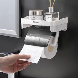 Tissue Boxes & Napkins Bathroom Accessories Shelf Self-Adhesive Non-Perforated Roll Paper Holder Wall-Mounted Toilet