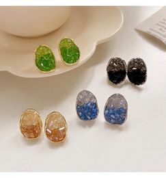 Stud Earrings Black Crystal For Women 2024 Trend Geometric Rhinestone Irregular Korean Elegant Women's Jewellery Party Gifts