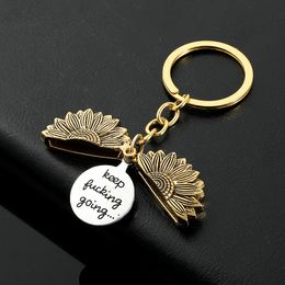Keychains Lanyards Metal Keychain Pendant Creative Letter Sunflower Can Open Decoration Key Ring Gift