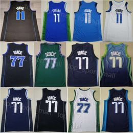 Stitched City Basketball Luka Doncic Jerseys 77 Kyrie Irving 11 Classic Earned Icon Team Color Black White Green Navy Blue Breathable For Sport Fans Pure Cotton Men