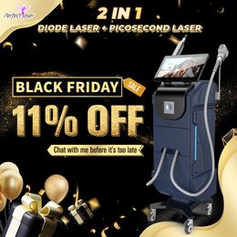 Professional Pico Picosecond Permanent Tattoos Removal diode Laser Hair Removal Equipment 2 IN 1