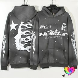 Men's Hoodies Sweatshirts 2023fw Fleece Hellstar Hoodie Men Women Faded Grey Snowflake Graphic Pullovers Vintage Hoody 231116