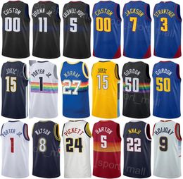 Print Men Women City Basketball Jamal Murray Jersey 27 Michael Porter Jr 1 Aaron Gordon 50 Bruce Brown Jr 11 Kentavious Caldwell-Pope 5 Earned Purple White Blue