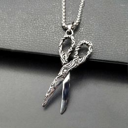 Pendant Necklaces Fashion Punk Hip Hop 316L Scissor Stainless Steel Necklace Hair Hairdressing Stylist Vintage Jewellery 55CM